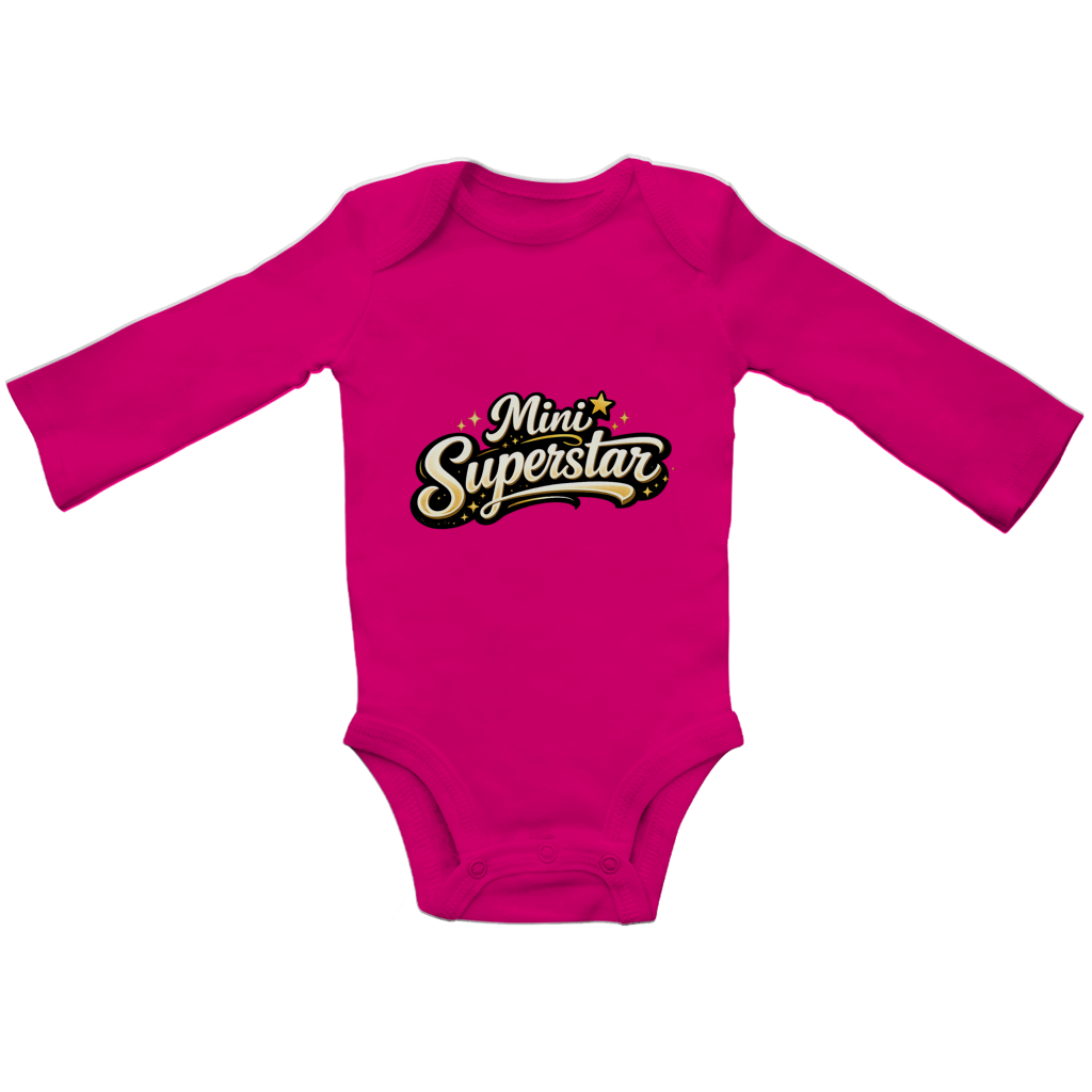 Baby Bio Langarm Body „Mini Superstar“ – Premium Bodysuit aus Bio-Baumwolle | Nachhaltiger Baby Spruch Body