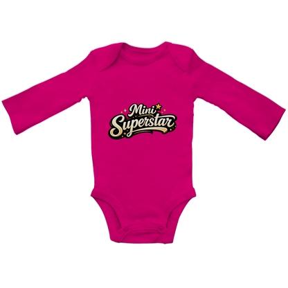 Baby Bio Langarm Body „Mini Superstar“ – Premium Bodysuit aus Bio-Baumwolle | Nachhaltiger Baby Spruch Body