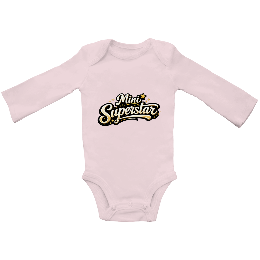 Baby Bio Langarm Body „Mini Superstar“ – Premium Bodysuit aus Bio-Baumwolle | Nachhaltiger Baby Spruch Body