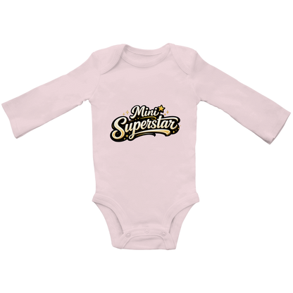 Baby Bio Langarm Body „Mini Superstar“ – Premium Bodysuit aus Bio-Baumwolle | Nachhaltiger Baby Spruch Body