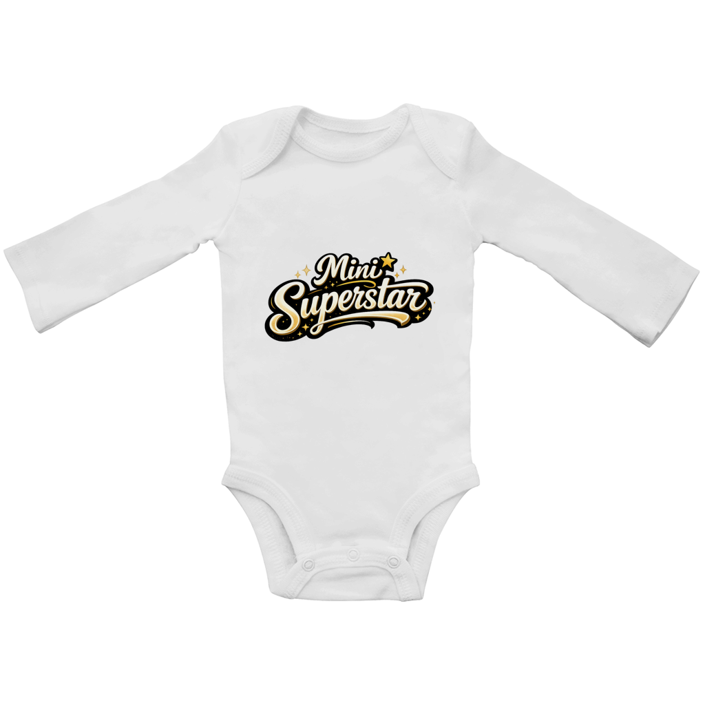 Baby Bio Langarm Body „Mini Superstar“ – Premium Bodysuit aus Bio-Baumwolle | Nachhaltiger Baby Spruch Body