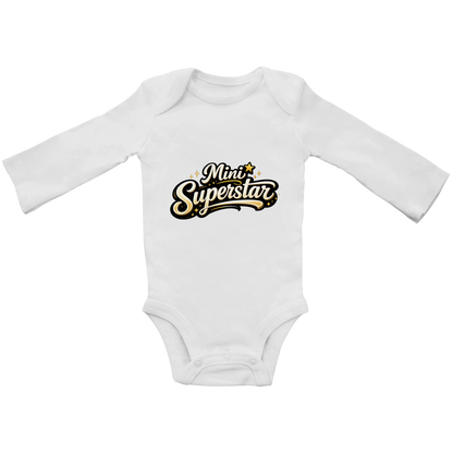 Baby Bio Langarm Body „Mini Superstar“ – Premium Bodysuit aus Bio-Baumwolle | Nachhaltiger Baby Spruch Body