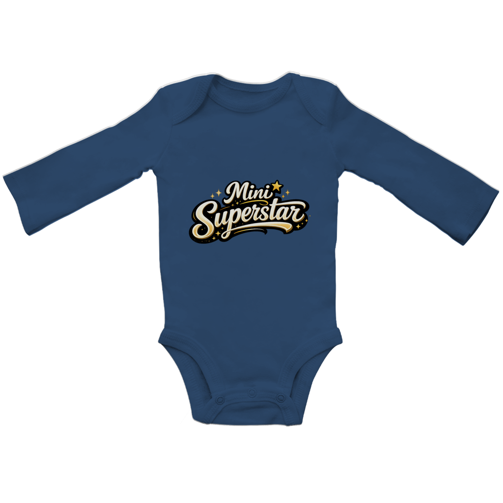 Baby Bio Langarm Body „Mini Superstar“ – Premium Bodysuit aus Bio-Baumwolle | Nachhaltiger Baby Spruch Body