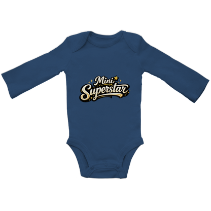 Baby Bio Langarm Body „Mini Superstar“ – Premium Bodysuit aus Bio-Baumwolle | Nachhaltiger Baby Spruch Body