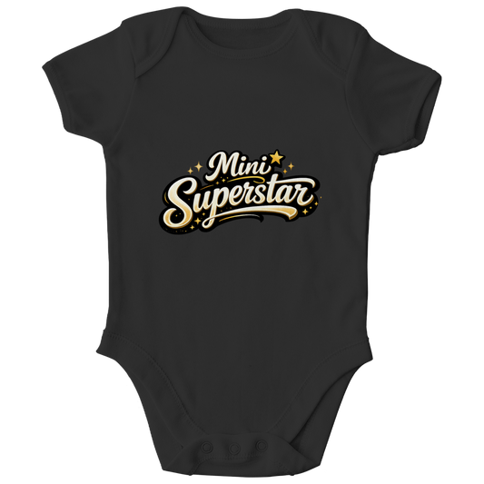 Kinder Bio Body „Mini Superstar“ – Premium Bodysuit aus Bio-Baumwolle | Nachhaltiger Spruch Body