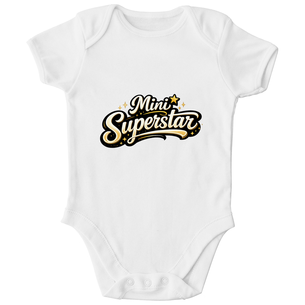 Kinder Bio Body „Mini Superstar“ – Premium Bodysuit aus Bio-Baumwolle | Nachhaltiger Spruch Body