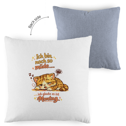 Statement Kopfkissen zweifarbig – „Ich glaube, es ist Montag“