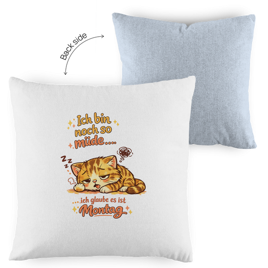Statement Kopfkissen zweifarbig – „Ich glaube, es ist Montag“