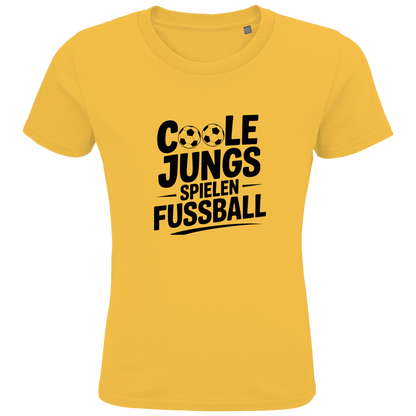 Kids Premium Bio T-Shirt „Coole Jungs spielen Fußball“ – Cooles Fußball Shirt für Kinder & Jugendliche