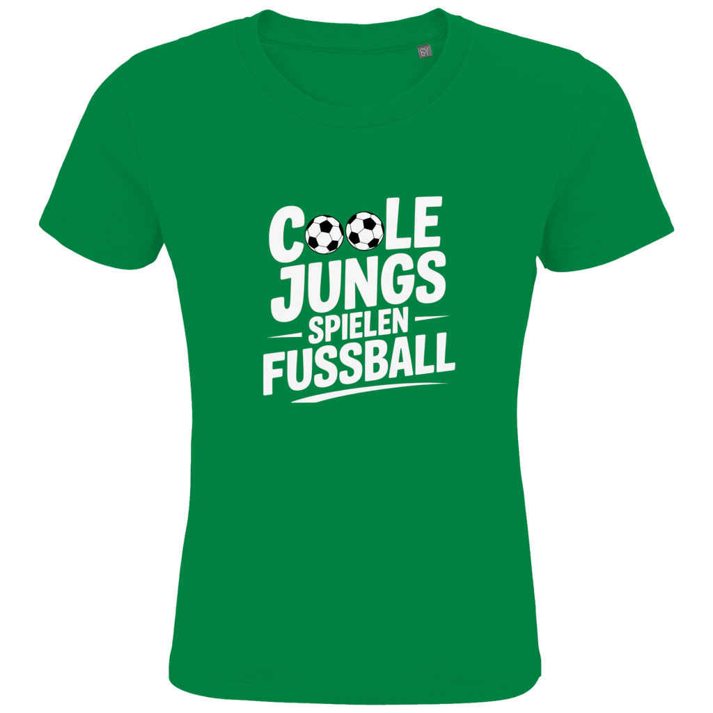Kids Premium Bio T-Shirt „Coole Jungs spielen Fußball“ – Cooles Fußball Shirt für Kinder & Jugendliche