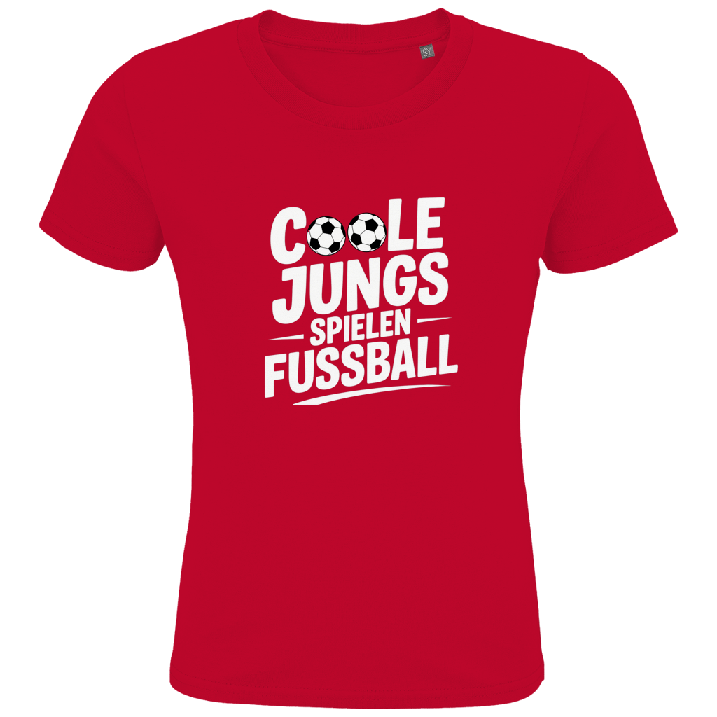 Kids Premium Bio T-Shirt „Coole Jungs spielen Fußball“ – Cooles Fußball Shirt für Kinder & Jugendliche