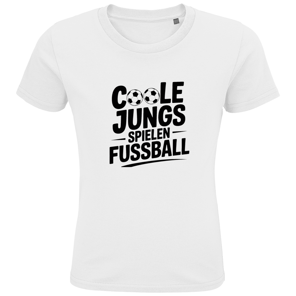 Kids Premium Bio T-Shirt „Coole Jungs spielen Fußball“ – Cooles Fußball Shirt für Kinder & Jugendliche