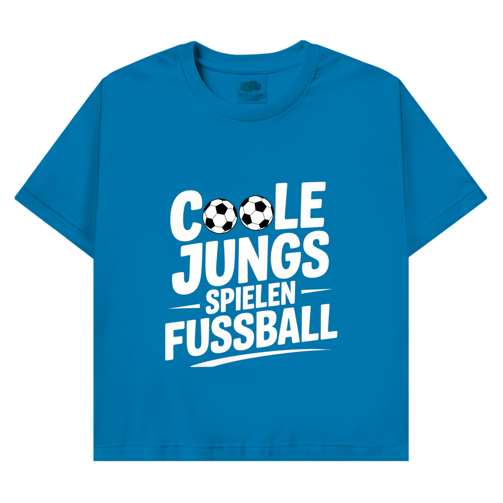 Herren Promo T-Shirt „Coole Jungs spielen Fußball“ – Lustiges Fußball Shirt für Sport & Freizeit