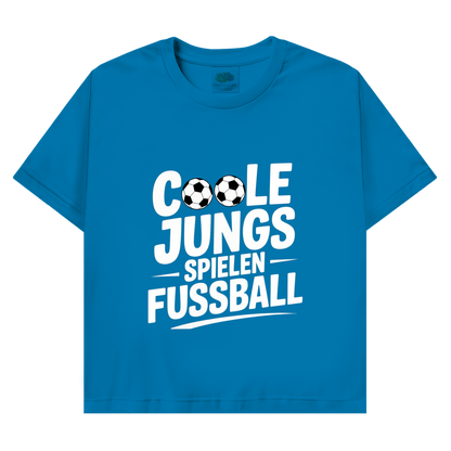 Herren Promo T-Shirt „Coole Jungs spielen Fußball“ – Lustiges Fußball Shirt für Sport & Freizeit