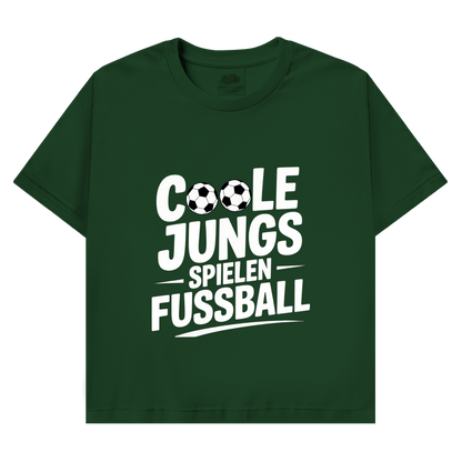 Herren Promo T-Shirt „Coole Jungs spielen Fußball“ – Lustiges Fußball Shirt für Sport & Freizeit