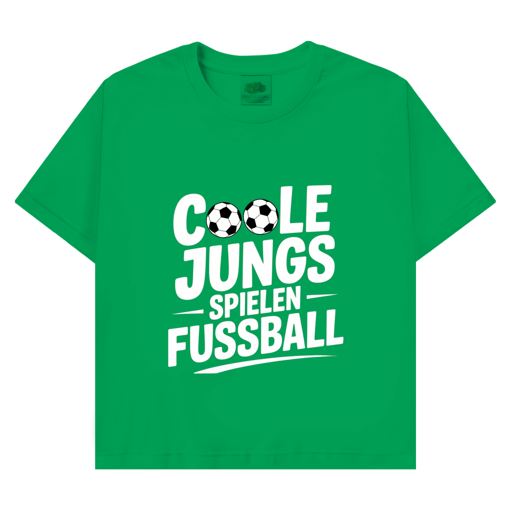 Herren Promo T-Shirt „Coole Jungs spielen Fußball“ – Lustiges Fußball Shirt für Sport & Freizeit