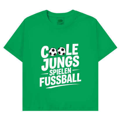 Herren Promo T-Shirt „Coole Jungs spielen Fußball“ – Lustiges Fußball Shirt für Sport & Freizeit