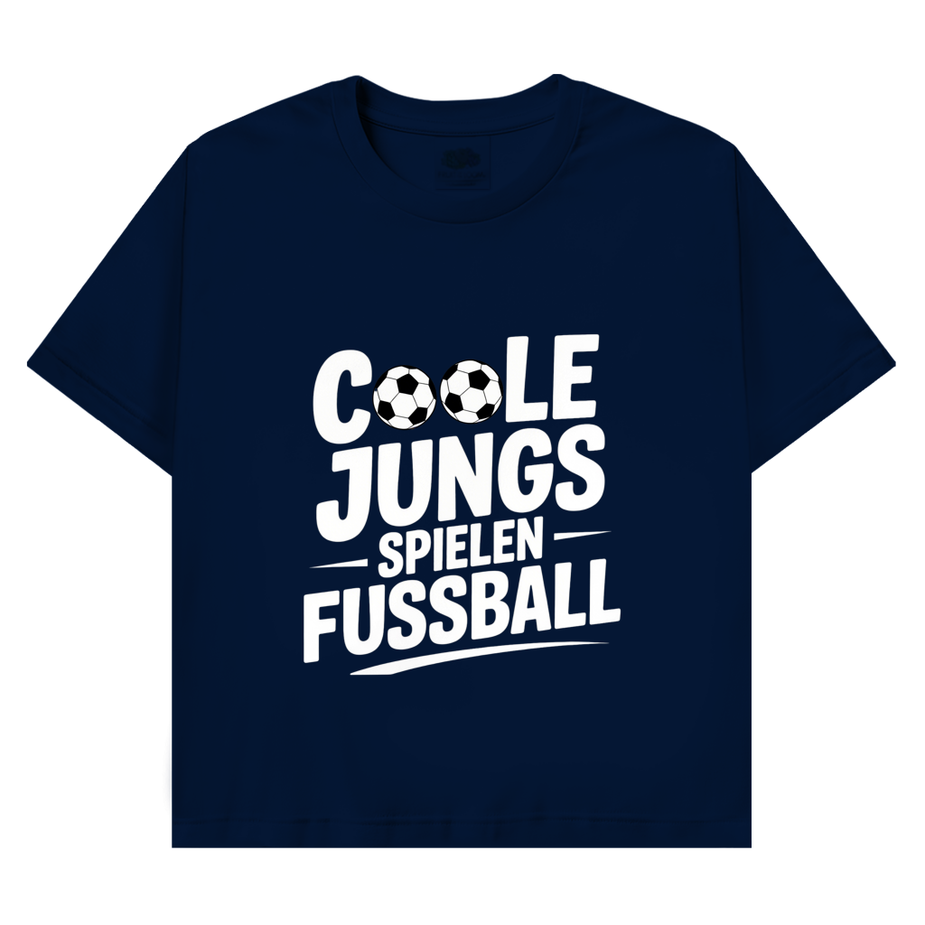 Herren Promo T-Shirt „Coole Jungs spielen Fußball“ – Lustiges Fußball Shirt für Sport & Freizeit