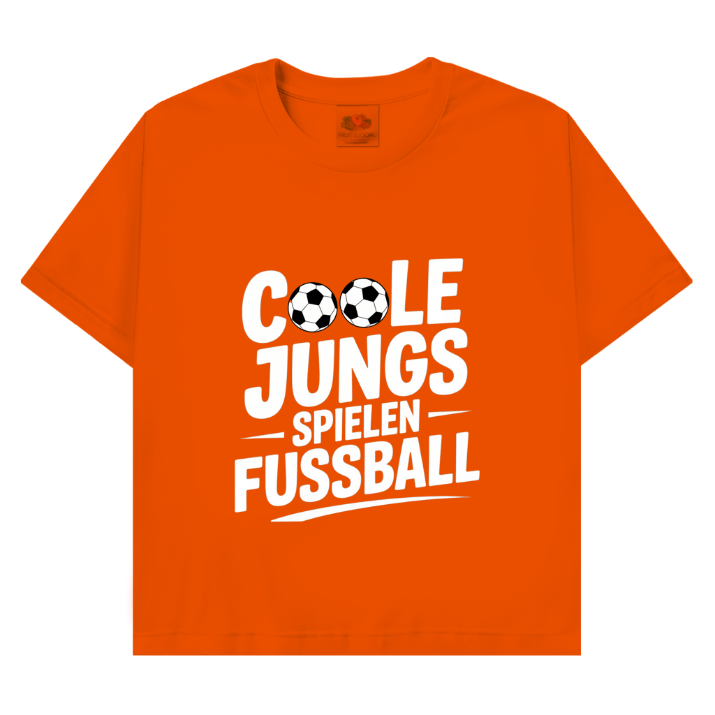Herren Promo T-Shirt „Coole Jungs spielen Fußball“ – Lustiges Fußball Shirt für Sport & Freizeit