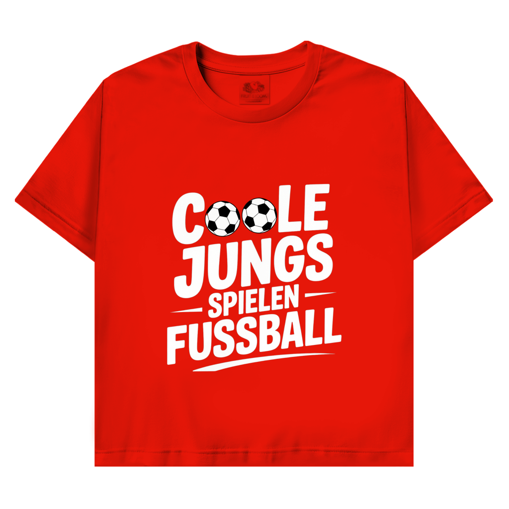 Herren Promo T-Shirt „Coole Jungs spielen Fußball“ – Lustiges Fußball Shirt für Sport & Freizeit