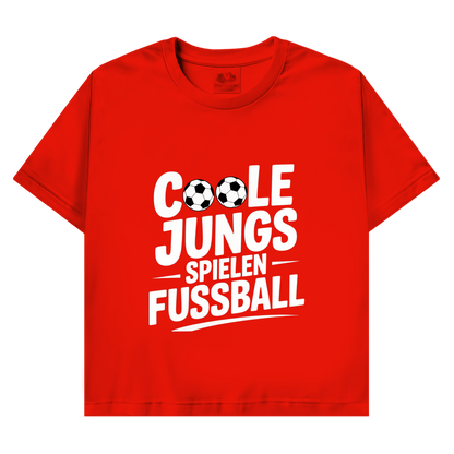 Herren Promo T-Shirt „Coole Jungs spielen Fußball“ – Lustiges Fußball Shirt für Sport & Freizeit