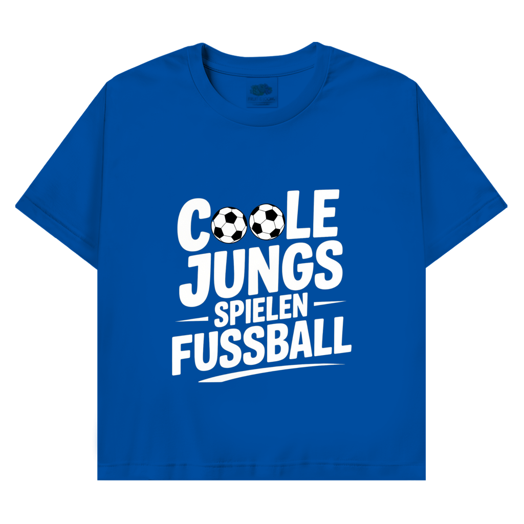 Herren Promo T-Shirt „Coole Jungs spielen Fußball“ – Lustiges Fußball Shirt für Sport & Freizeit