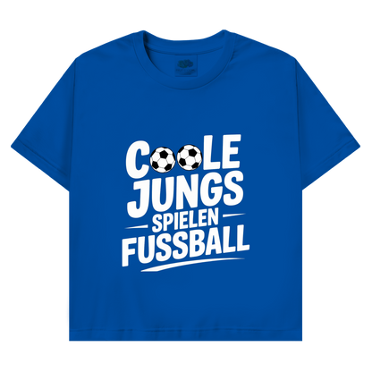 Herren Promo T-Shirt „Coole Jungs spielen Fußball“ – Lustiges Fußball Shirt für Sport & Freizeit