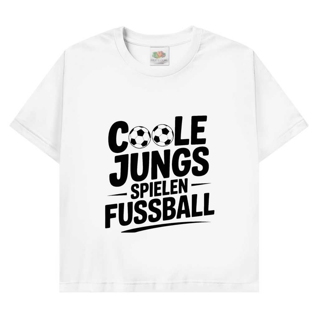Herren Promo T-Shirt „Coole Jungs spielen Fußball“ – Lustiges Fußball Shirt für Sport & Freizeit