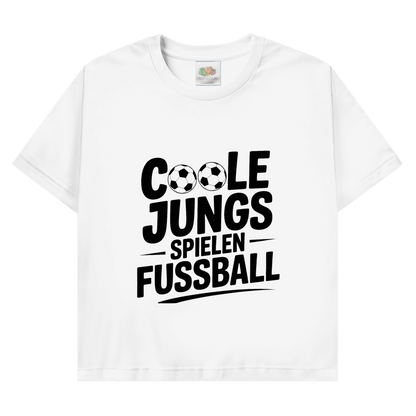Herren Promo T-Shirt „Coole Jungs spielen Fußball“ – Lustiges Fußball Shirt für Sport & Freizeit