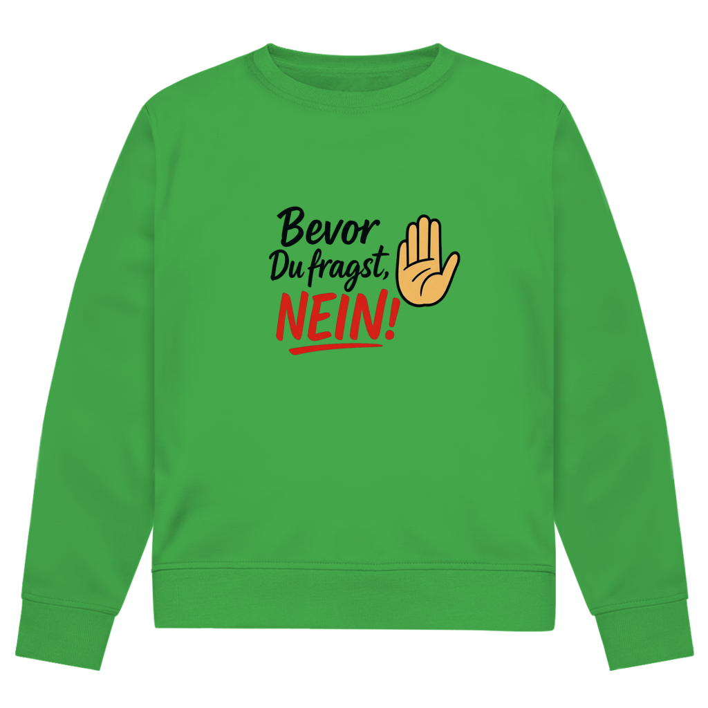 Herren Premium Bio Sweatshirt „Bevor du fragst: NEIN“ | Lustiges Spruch Sweatshirt für Männer