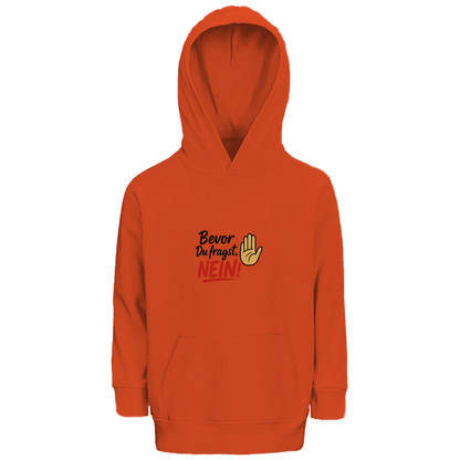 Kinder Premium Bio Hoodie „Bevor du fragst: NEIN“ | Lustiger Spruch Hoodie für Kids