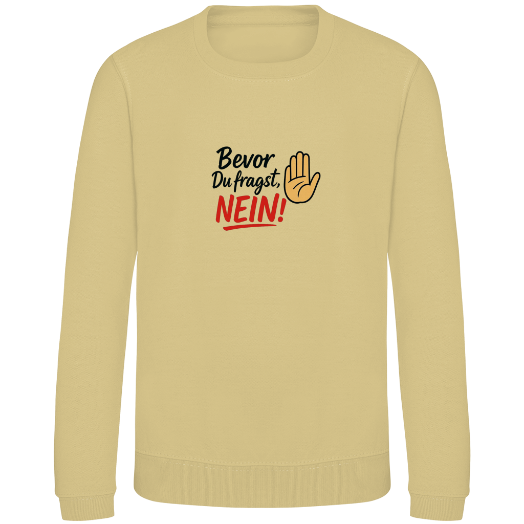 Kinder Sweatshirt „Bevor du fragst: NEIN“ | Lustiges Spruch Sweatshirt für Kids
