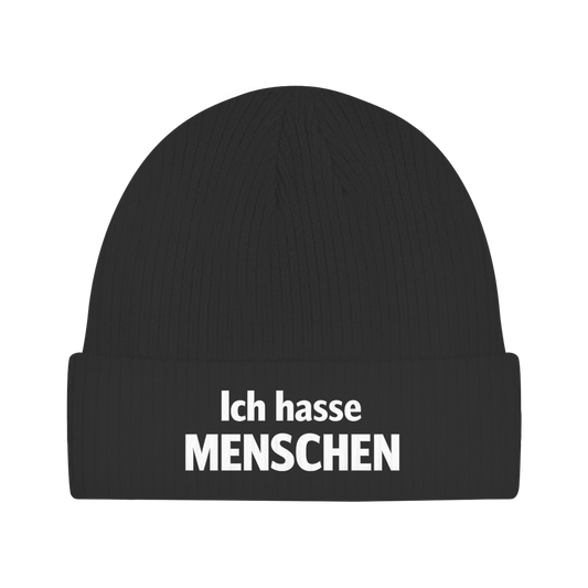 Beanie „Ich hasse Menschen“ – Unisex Mütze aus 100 % Baumwolle | Streetwear Statement Beanie