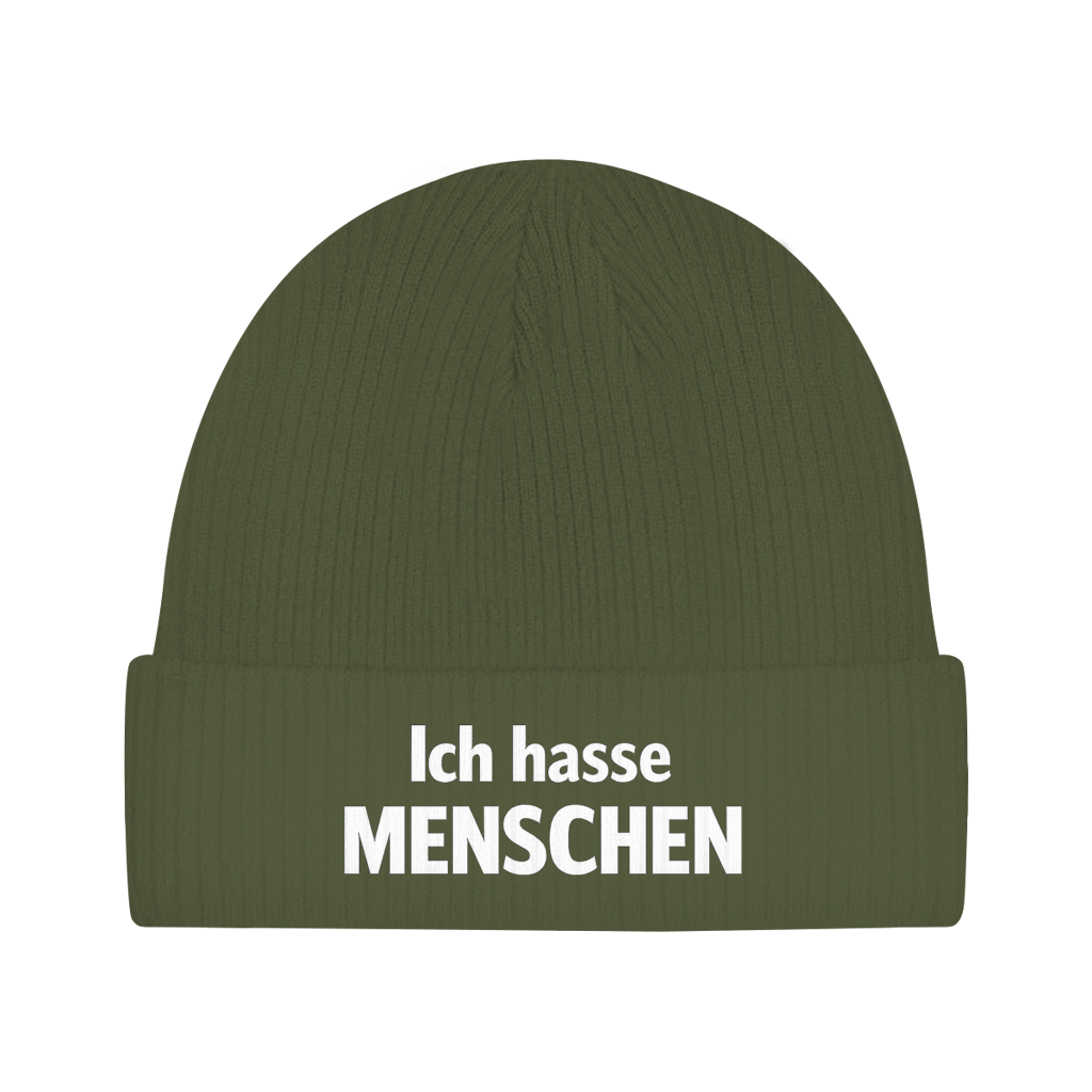 Beanie „Ich hasse Menschen“ – Unisex Mütze aus 100 % Baumwolle | Streetwear Statement Beanie