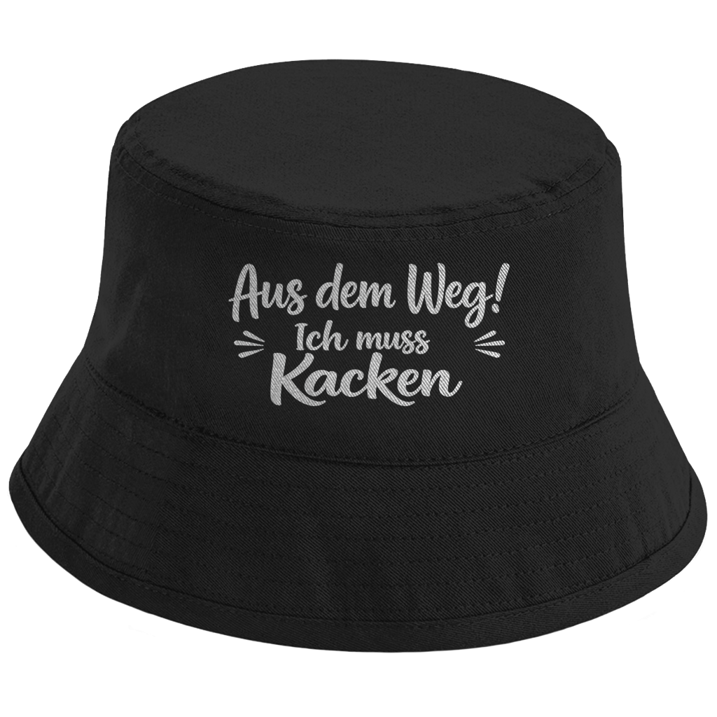 Bucket Hat „Aus dem Weg! Ich muss Kacken“ – Bedruckter Unisex Fischerhut | Streetwear Statement Hut