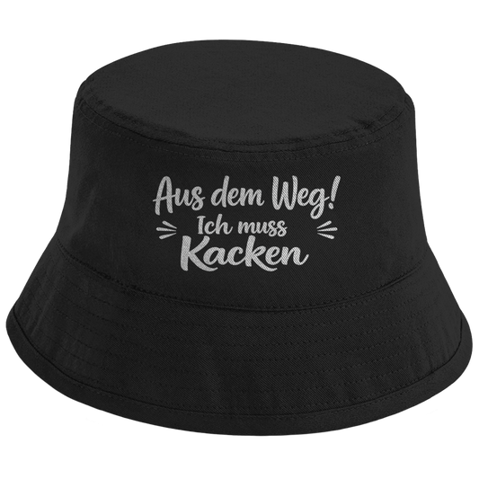 Bucket Hat „Aus dem Weg! Ich muss Kacken“ – Bedruckter Unisex Fischerhut | Streetwear Statement Hut