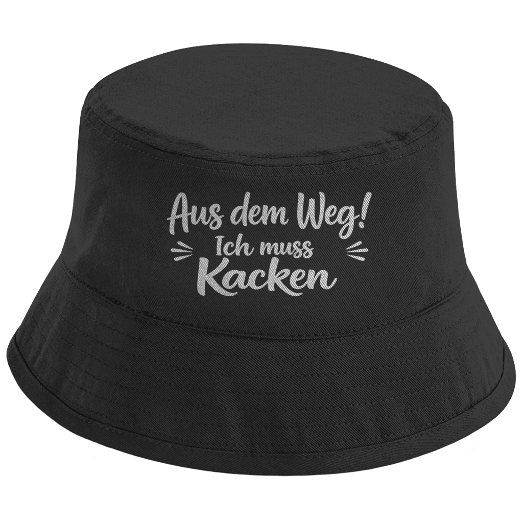 Bucket Hat „Aus dem Weg! Ich muss Kacken“ – Bedruckter Unisex Fischerhut | Streetwear Statement Hut