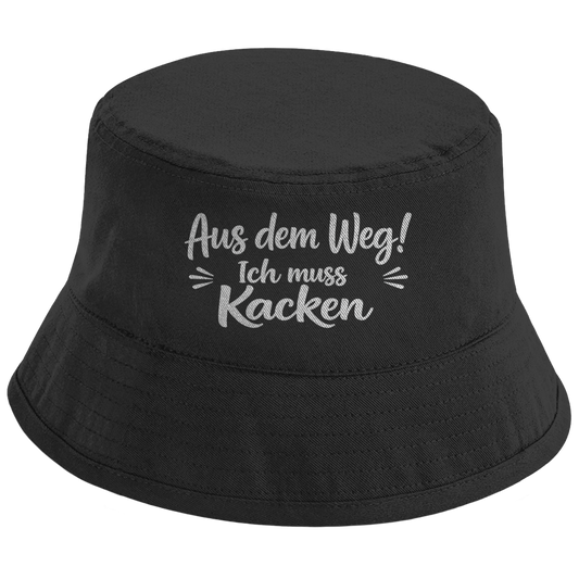 Bucket Hat „Aus dem Weg! Ich muss Kacken“ – Bedruckter Unisex Fischerhut | Streetwear Statement Hut