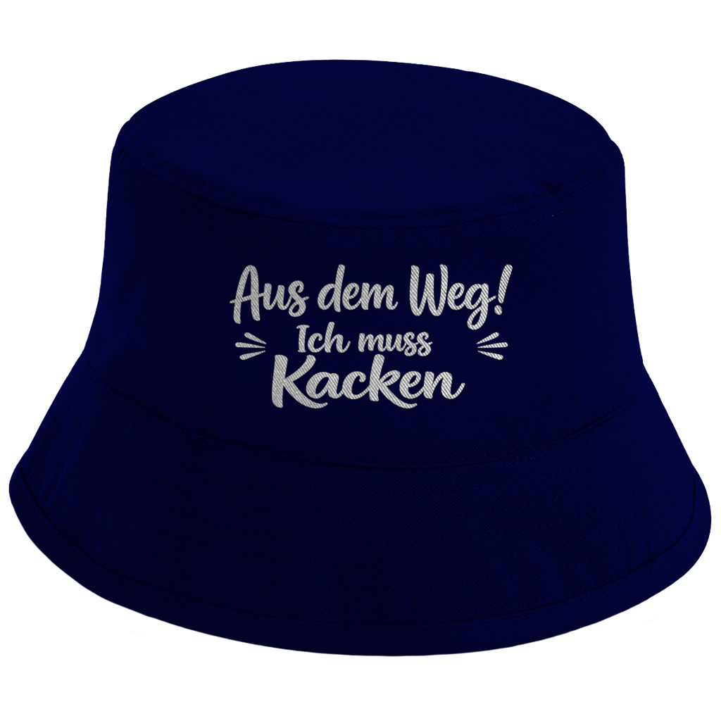 Bucket Hat „Aus dem Weg! Ich muss Kacken“ – Bedruckter Unisex Fischerhut | Streetwear Statement Hut