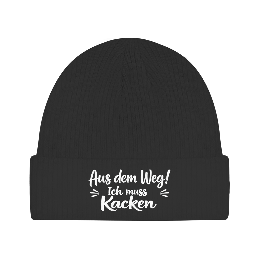 Beanie „Aus dem Weg! Ich muss Kacken“ – Unisex Mütze aus 100 % Baumwolle | Statement Beanie