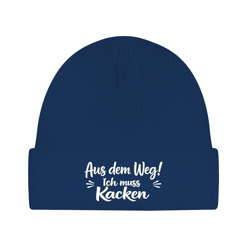 Beanie „Aus dem Weg! Ich muss Kacken“ – Unisex Mütze aus 100 % Baumwolle | Statement Beanie