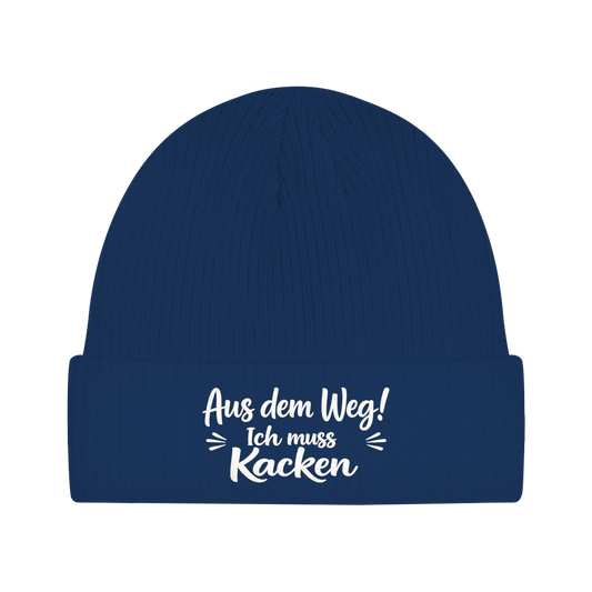 Beanie „Aus dem Weg! Ich muss Kacken“ – Unisex Mütze aus 100 % Baumwolle | Statement Beanie