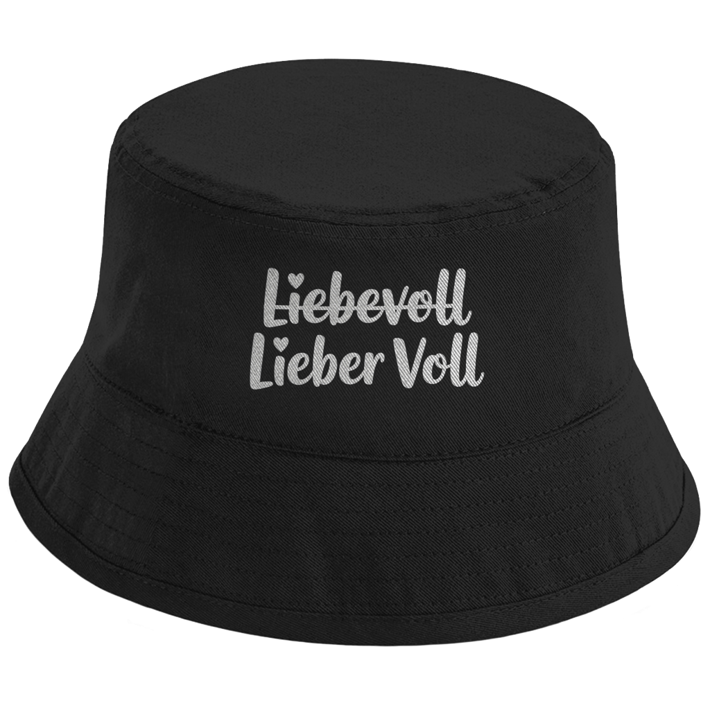 Bucket Hat „Liebevoll – Lieber Voll“ – Unisex Statement Hut aus Baumwolle