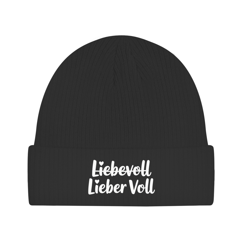 Beanie „Liebevoll – Lieber Voll“ – Unisex Statement Mütze, weich & bequem