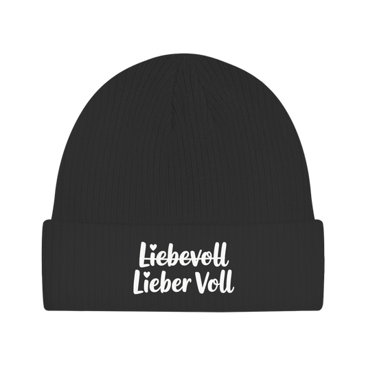 Beanie „Liebevoll – Lieber Voll“ – Unisex Statement Mütze, weich & bequem