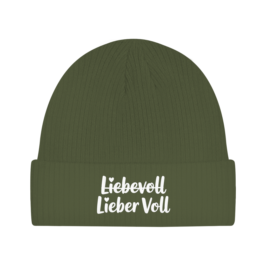 Beanie „Liebevoll – Lieber Voll“ – Unisex Statement Mütze, weich & bequem