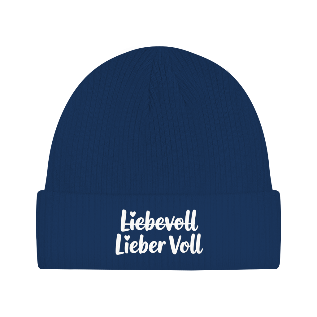 Beanie „Liebevoll – Lieber Voll“ – Unisex Statement Mütze, weich & bequem