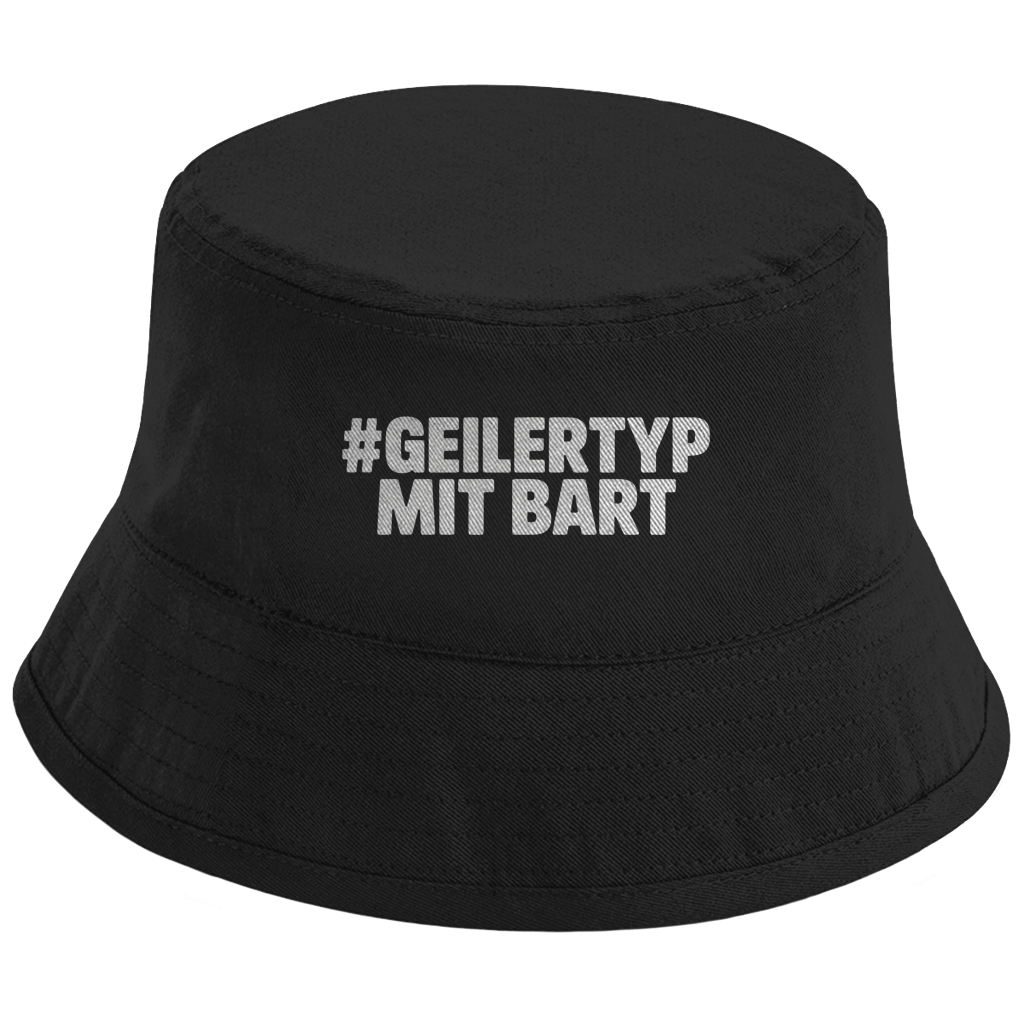 Bucket Hat #GEILERTYP mit Bart – Unisex Statement Hut aus Baumwolle