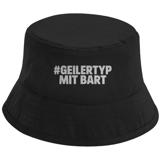 Bucket Hat #GEILERTYP mit Bart – Unisex Statement Hut aus Baumwolle