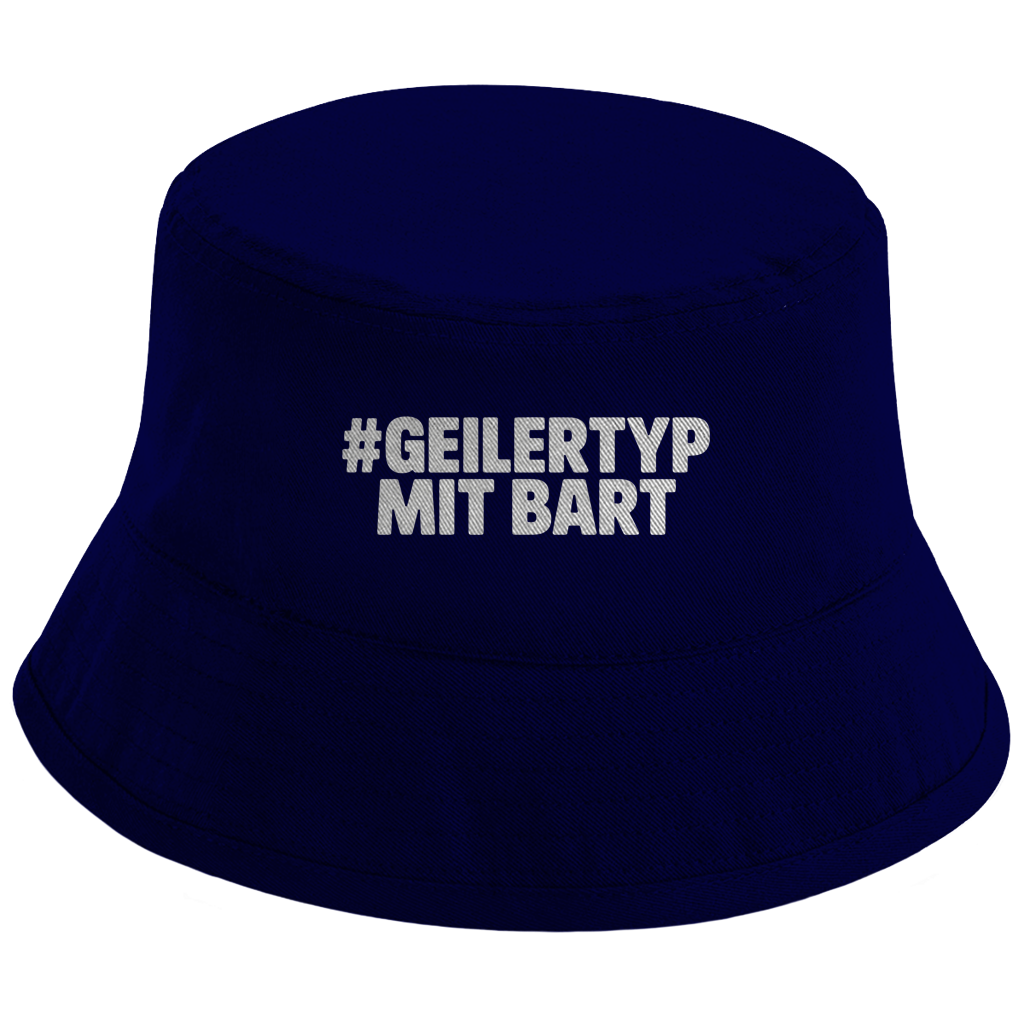 Bucket Hat #GEILERTYP mit Bart – Unisex Statement Hut aus Baumwolle